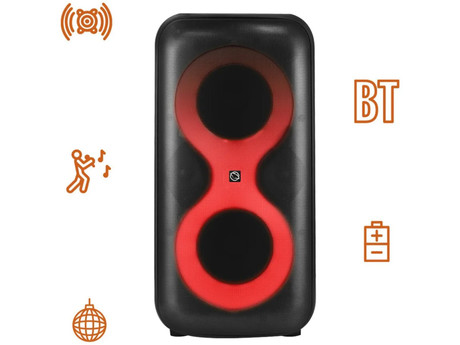 MANTA SPK0401B100 ERIS prenosni KARAOKE zvočnik, Bluetooth 5.3, 100W, TWS, X-BASS, polnilna baterija, RGB LED osvetlitev, USB / microSD / AUX / MIC-in, +mikrofon, +daljinec, črn