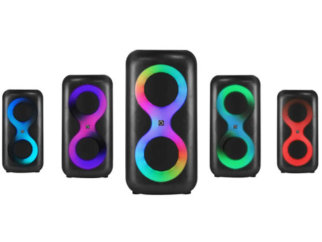 MANTA SPK0401B100 ERIS prenosni KARAOKE zvočnik, Bluetooth 5.3, 100W, TWS, X-BASS, polnilna baterija, RGB LED osvetlitev, USB / microSD / AUX / MIC-in, +mikrofon, +daljinec, črn
