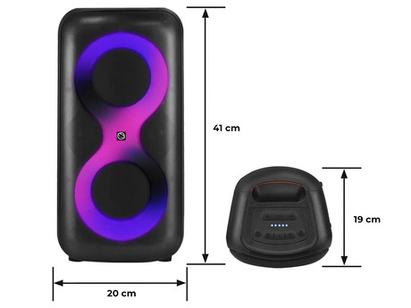 MANTA SPK0401B100 ERIS prenosni KARAOKE zvočnik, Bluetooth 5.3, 100W, TWS, X-BASS, polnilna baterija, RGB LED osvetlitev, USB / microSD / AUX / MIC-in, +mikrofon, +daljinec, črn