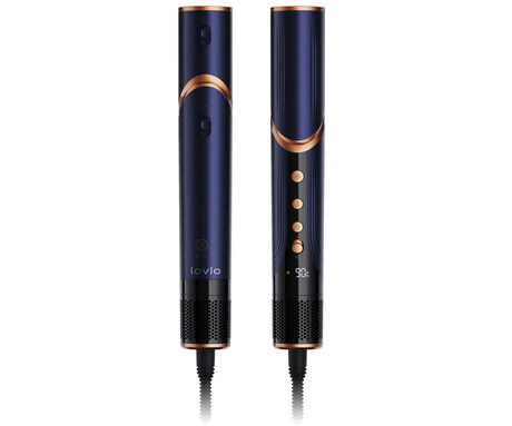 MANTA LOVIO LVHS001 AirStyle sušilnik / oblikovalec za lase, 8V1, 1400W moč, 3 hitrosti, 4 stopnje temperature, Plasma ionizacija, NTC tehnologija, BLDC motor, +dodatki, modro-rjav (Midnight Copper)