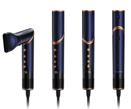 MANTA LOVIO LVHS001 AirStyle sušilnik / oblikovalec za lase, 8V1, 1400W moč, 3 hitrosti, 4 stopnje temperature, Plasma ionizacija, NTC tehnologija, BLDC motor, +dodatki, modro-rjav (Midnight Copper)