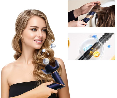 MANTA LOVIO LVHS001 AirStyle sušilnik / oblikovalec za lase, 8V1, 1400W moč, 3 hitrosti, 4 stopnje temperature, Plasma ionizacija, NTC tehnologija, BLDC motor, +dodatki, modro-rjav (Midnight Copper)