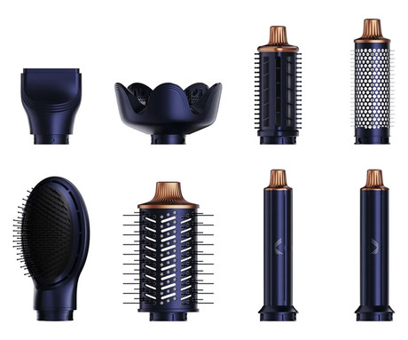 MANTA LOVIO LVHS001 AirStyle sušilnik / oblikovalec za lase, 8V1, 1400W moč, 3 hitrosti, 4 stopnje temperature, Plasma ionizacija, NTC tehnologija, BLDC motor, +dodatki, modro-rjav (Midnight Copper)