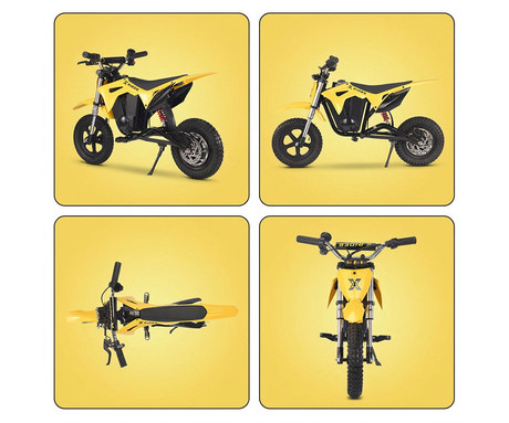 MANTA XRIDER CROSS 12 PRO otroški električni motor, 12" gume, 300W motor, 15km doseg, 144Wh 36V 4Ah baterija, vzmetenje, disk zavora, LCD zaslon, RGB LED osvetlitev, črno-rumen (Volt Yellow)