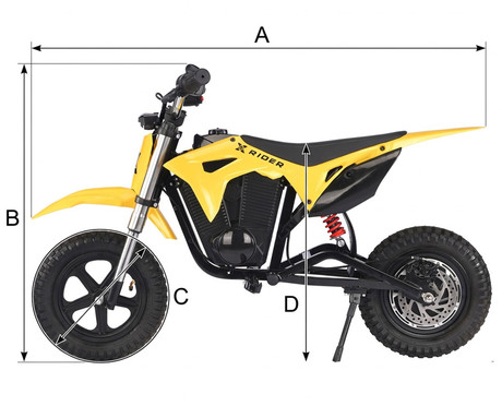 MANTA XRIDER CROSS 12 PRO otroški električni motor, 12" gume, 300W motor, 15km doseg, 144Wh 36V 4Ah baterija, vzmetenje, disk zavora, LCD zaslon, RGB LED osvetlitev, črno-rumen (Volt Yellow)