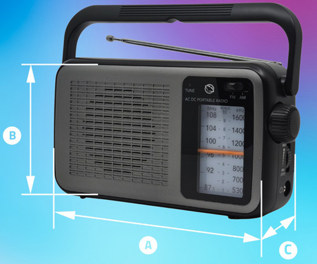 MANTA MARDI919 SAN REMO radijski sprejemnik, FM / AM Radio, RETRO izgled, kompaktne dimenzije, električno ali baterijsko napajanje, 3.5mm minijack, USB Type-C, črn (Onyx Black)