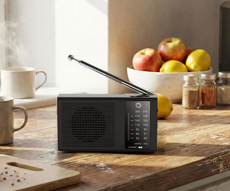 MANTA MARDI120 COSTA radijski sprejemnik, FM / AM Radio, RETRO izgled, kompaktne dimenzije, električno ali baterijsko napajanje, 3.5mm minijack, USB Type-C, črn (Matte Black)