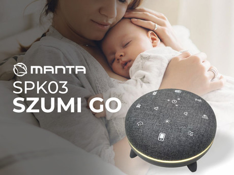 MANTA SPK03-GR SZUMI GO prenosni zvočnik, Bluetooth, 3W, polnilna baterija, RGB LED osvetlitev, White Noise zvočni učinki, časovnik / timer, siv (Dust Gray)