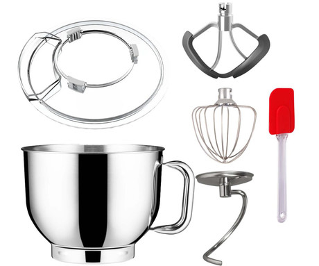 MANTA LOVIO LVSTM01 ChefAssistant kuhinjski robot / mešalnik, 1900W moč, 6.2L posoda, 6 hitrosti, Pulse funkcija, stepanje / mešanje / gnetenje, nerjaveče jeklo, +dodatki, rdeč (Velvet Red)