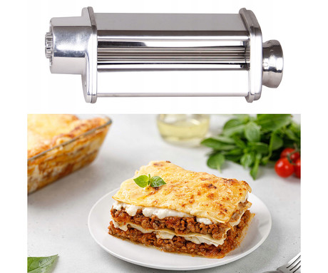 MANTA LOVIO Pasta Set nastavki za izdelavo testenin, kompatibilni z LVSTM02P ChefAssistant Plus, 3 različni nastavki, valjar / nastavek za rezance / nastavek za špagete, nerjaveče jeklo, srebrni
