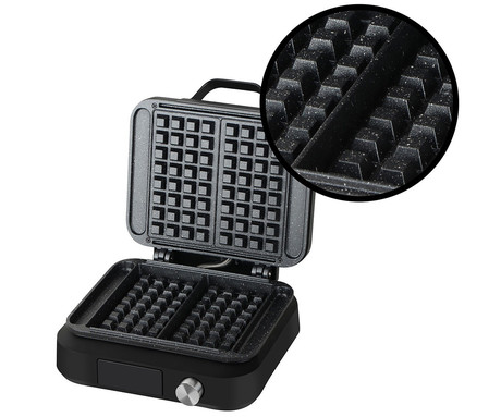 MANTA LOVIO LVWF002BK PerfectCrisp aparat / naprava za vaflje, 1500W, električni, nastavitev zapečenosti, marmorni premaz proti prijemanju, LCD zaslon, zvočna obvestila, 1m kabel, črn (Premium Black)