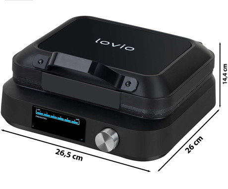MANTA LOVIO LVWF002BK PerfectCrisp aparat / naprava za vaflje, 1500W, električni, nastavitev zapečenosti, marmorni premaz proti prijemanju, LCD zaslon, zvočna obvestila, 1m kabel, črn (Premium Black)