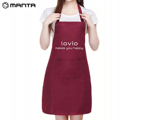 MANTA LOVIO LVFAR001 kuhinjski predpasnik, univerzalni, uniseks, praktični žep, prilagodljiv, vodoodporen material, 40cm trak, 75x65cm, rdeč (Velvet Red)