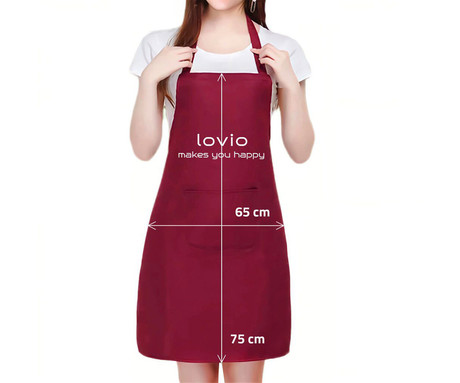 MANTA LOVIO LVFAR001 kuhinjski predpasnik, univerzalni, uniseks, praktični žep, prilagodljiv, vodoodporen material, 40cm trak, 75x65cm, rdeč (Velvet Red)