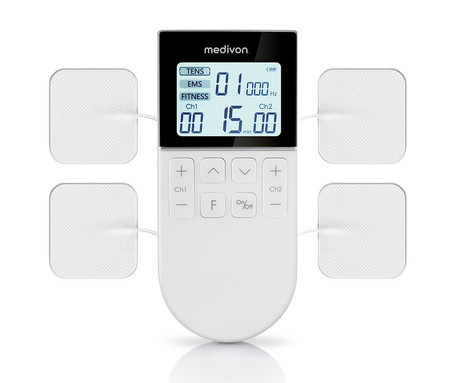 MEDIVON STREAM PRO EMS mišični elektrostimulator, profesionalni / medicinski, regeneracija / terapija, polnilna baterija, 50 programov, nastavljiva frekvenca / intenzivnost,  MultiZone Relief, LCD