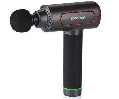 MEDIVON GUN PRO X2 masažna pištola / naprava, profesionalna, 25W, 6 načinov, 6 nastavkov, 2000mAh polnilna baterija, LCD zaslon, sproščanje / raztezanje / regeneracija / terapija, USB Type-C, +torbica