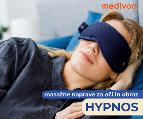 MEDIVON HYPNOS masažna naprava za oči / obraz, profesionalna, VIBRACIJSKA masaža, sproščanje / regeneracija / terapija, polnilna baterija, funkcija gretja / hlajenja, SleepMode, časovnik, USB Type-C