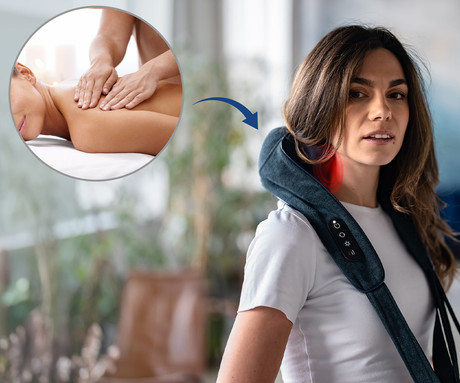 MEDIVON HYPERION masažna naprava za telo, profesionalna, SHIATSU masaža, nadzor pritiska, 2 načina, sproščanje / raztezanje / regeneracija, polnilna baterija, funkcija gretja, gumbi, ročaji, USB-C