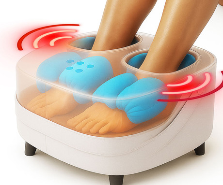 MEDIVON ATLANTIS masažna naprava za stopala, profesionalna, SHIATSU ELITE 360 / VIBRACIJSKA masaža, sproščanje / raztezanje / regeneracija, 3 načini, 8 masažnih glav, funkcija gretja, časovnik, gumbi