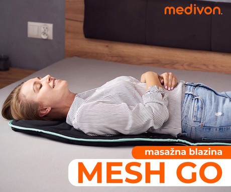 MEDIVON COSY MESH GO masažna blazina, profesionalna, 3D VIBRACIJSKA masaža, sproščanje / raztezanje / regeneracija, večconska globoka masaža, funkcija gretja, ActiveContour izdelava, USB-C napajanje