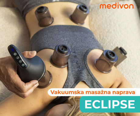 MEDIVON ECLIPSE vakuumska masažna naprava za telo, profesionalna, Cupping tehnologija, 9 intenzivnosti, 6 skodelic, polnilna baterija, funkcija gretja, proti celulitu / sproščanje / terapija, USB-C