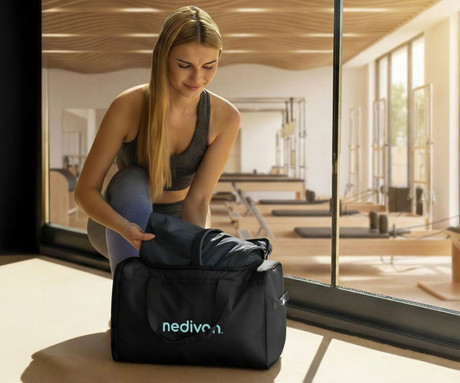 MEDIVON PORTIA 2 kompresijska masažna naprava za noge, limfna / profesionalna, sproščanje / raztezanje / regeneracija, 6 načinov, 6 intenzivnosti, 4 zračne komore, SmartPressure, daljinec, timer