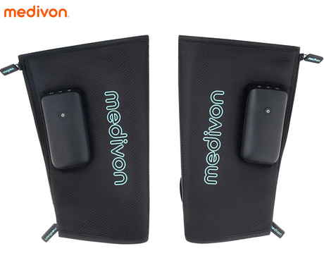 MEDIVON FLOWGO DUO kompresijska masažna naprava za noge, limfna / profesionalna, sproščanje / raztezanje / regeneracija, polnilna baterija, 3 načini, 3 intenzivnosti, funkcija gretja, indikator, timer