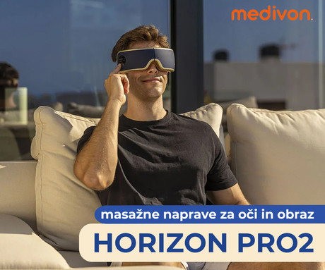 MEDIVON HORIZON PRO 2 masažna naprava za oči / obraz, profesionalna, VIBRACIJSKA / AIRBAG masaža, sproščanje / terapija, polnilna baterija, Bluetooth, 5 načinov, AirPressure, funkcija gretja, časovnik