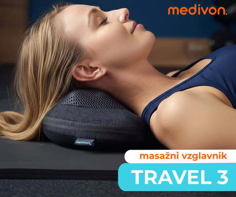 MEDIVON TRAVEL 3 masažna blazina, univerzalna / prenosna, SHIATSU ELITE 360 masaža, sproščanje / raztezanje / regeneracija, 2000mAh polnilna baterija, 8 masažnih glav, funkcija gretja, pas, USB Type-C