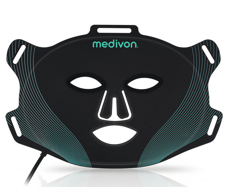 MEDIVON LUMI maska za LED svetlobno terapijo, profesionalna / medicinska, regeneracija / Red Light Therapy, polnilna baterija, 488 LED diod, 6 načinov, 3 intenzivnosti, daljinec, timer, elastični trak