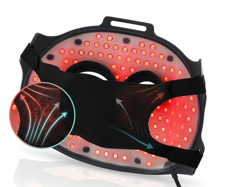 MEDIVON LUMI maska za LED svetlobno terapijo, profesionalna / medicinska, regeneracija / Red Light Therapy, polnilna baterija, 488 LED diod, 6 načinov, 3 intenzivnosti, daljinec, timer, elastični trak