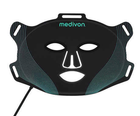 MEDIVON LUMI maska za LED svetlobno terapijo, profesionalna / medicinska, regeneracija / Red Light Therapy, polnilna baterija, 488 LED diod, 6 načinov, 3 intenzivnosti, daljinec, timer, elastični trak