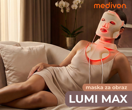 MEDIVON LUMI MAX 3V1 maska za LED svetlobno terapijo, profesionalna / medicinska, regeneracija / Red Light Therapy, polnilna baterija, 744 LED diod, 6 načinov, 3 intenzivnosti, daljinec, timer, Velcro