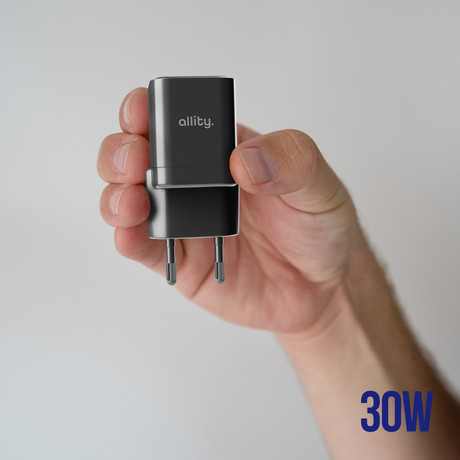 ALLITY ATC-01 GaN polnilec, 30W, 1x USB Type-C, 1x USB Type-A, črn