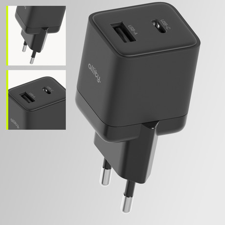 ALLITY ATC-01 GaN polnilec, 30W, 1x USB Type-C, 1x USB Type-A, črn