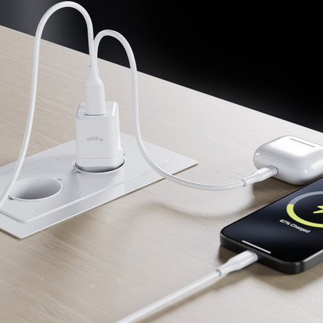 ALLITY ATC-01 GaN polnilec, 20W, 1x USB Type-C, 1x USB Type-A, bel