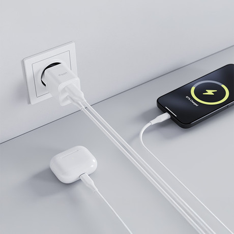 ALLITY ATC-01 GaN polnilec, 20W, 1x USB Type-C, 1x USB Type-A, bel