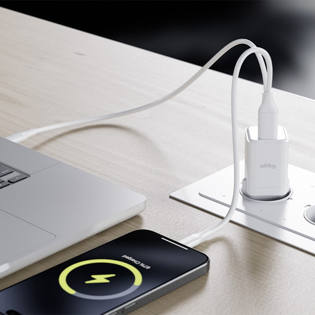 ALLITY ATC-01 GaN polnilec, 30W, 1x USB Type-C, 1x USB Type-A, bel