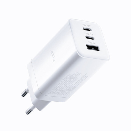 ALLITY ATC-01 GaN polnilec, 65W, 2x USB Type-C, 1x USB Type-A, bel