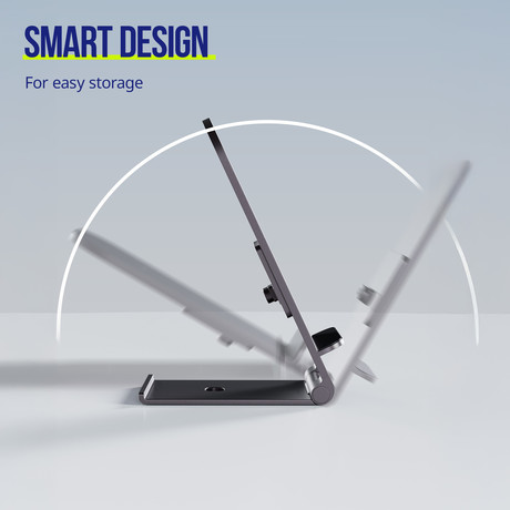 ALLITY AWC-100-15W brezžični polnilec / stojalo, univerzalni, 15W brezžično polnjenje, Qi tehnologija, nastavljiv naklon, USB Type-C, priložen kabel, siv (Graphite)