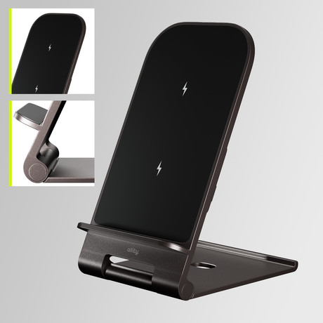 ALLITY AWC-100-15W brezžični polnilec / stojalo, univerzalni, 15W brezžično polnjenje, Qi tehnologija, nastavljiv naklon, USB Type-C, priložen kabel, siv (Graphite)
