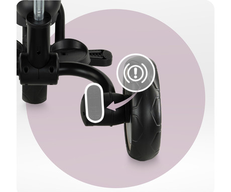 MoMi IVI 3v1 otroški voziček / kolo / tricikel, večnamenski, nastavljiv, zložljiv, črno-roza