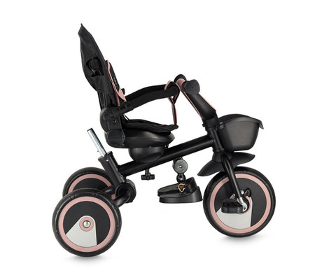 MoMi IVI 3v1 otroški voziček / kolo / tricikel, večnamenski, nastavljiv, zložljiv, črno-roza