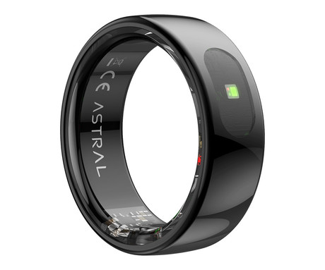 FOREVER Astral SR-100 pametni prstan, velikost 7, BT 5.2, Android + iOS, baterija, aplikacija, spremljanje zdravja / spanca, športni načini, 5ATM, + polnilna postaja, črn (Carbon Black)