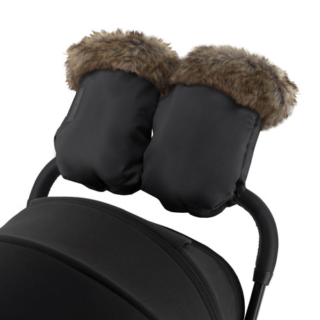 MoMi HANDMUFFS rokavice za voziček, univerzalne, vodoodporne, snemljivo krzno, črne