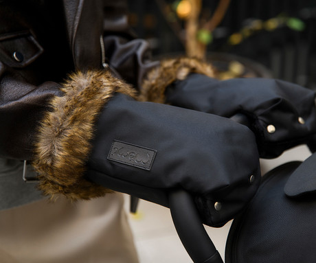 MoMi HANDMUFFS rokavice za voziček, univerzalne, vodoodporne, snemljivo krzno, roza