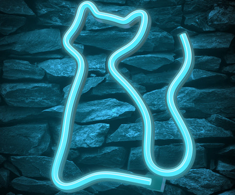 FOREVER Cat NEON LED luč, dekorativna, LED tehnologija, napajanje na USB ali 3x AA baterije, stikalo za vklop / izklop, 200cm kabel, modra