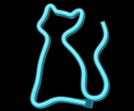 FOREVER Cat NEON LED luč, dekorativna, LED tehnologija, napajanje na USB ali 3x AA baterije, stikalo za vklop / izklop, 200cm kabel, modra