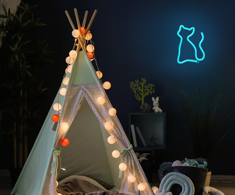FOREVER Cat NEON LED luč, dekorativna, LED tehnologija, napajanje na USB ali 3x AA baterije, stikalo za vklop / izklop, 200cm kabel, modra