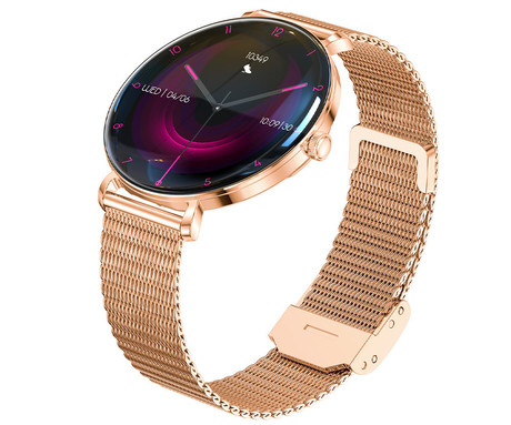 FOREVER Lucca SB-370 pametna ura, 1.43" AMOLED, + pikčasti pašček, roza zlata (Rose Gold)